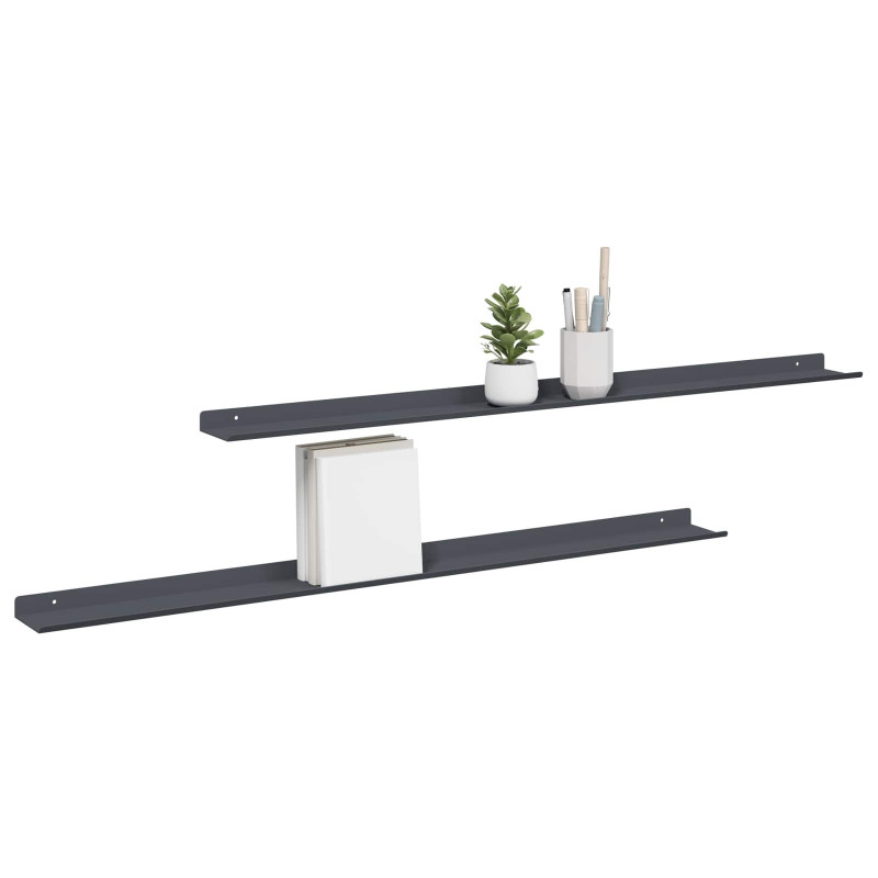 Półka wisząca 2 pcs Antracyt 100 x 9 x 2,5 cm Stal