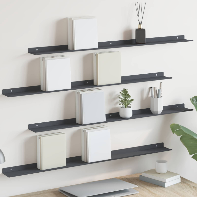 Półka wisząca 4 pcs Antracyt 100 x 9 x 2,5 cm Stal