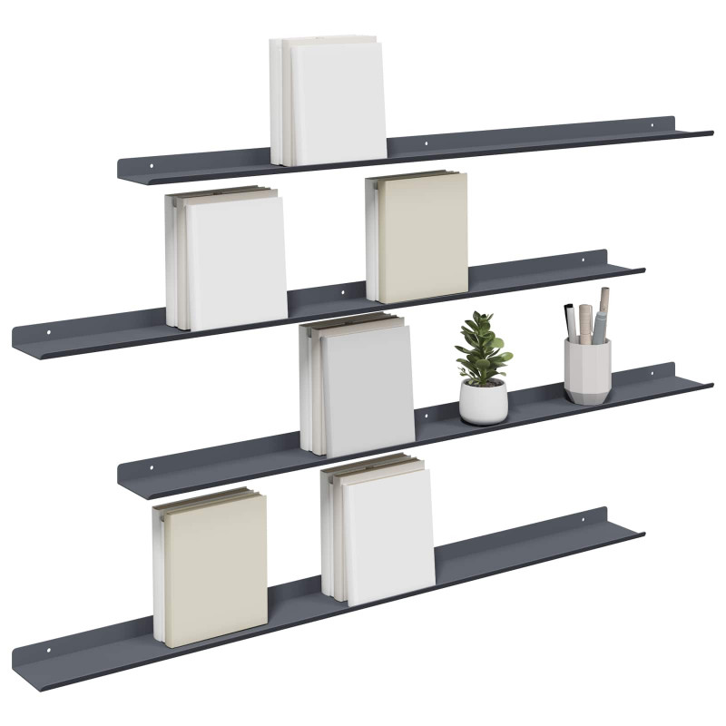 Półka wisząca 4 pcs Antracyt 100 x 9 x 2,5 cm Stal