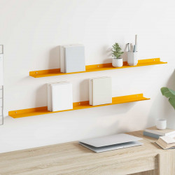 Półka wisząca 2 pcs Musztardowy Żółty 100 x 9 x 2,5 cm Stal