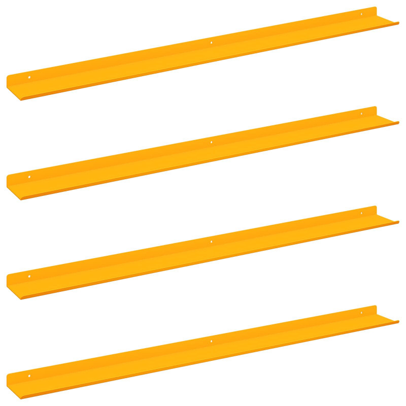 Półka wisząca 4 pcs Musztardowy Żółty 100 x 9 x 2,5 cm Stal