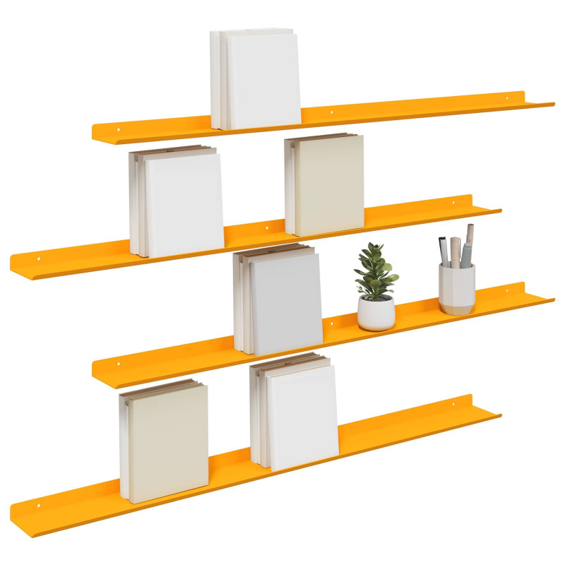 Półka wisząca 4 pcs Musztardowy Żółty 100 x 9 x 2,5 cm Stal
