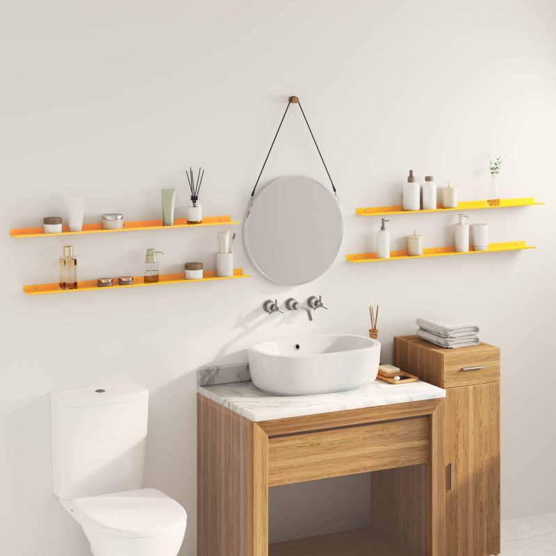 Półka wisząca 4 pcs Musztardowy Żółty 100 x 9 x 2,5 cm Stal