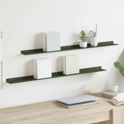 Półka wisząca 2 pcs Zielony oliwkowy 100 x 9 x 2,5 cm Stal