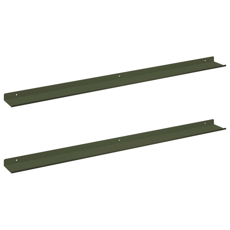 Półka wisząca 2 pcs Zielony oliwkowy 100 x 9 x 2,5 cm Stal