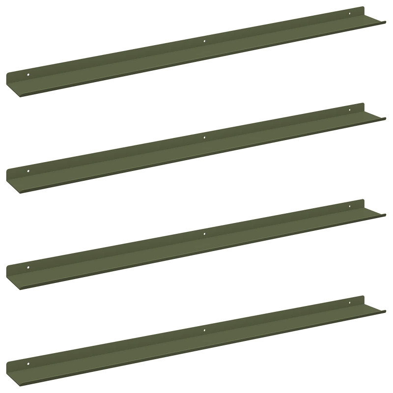 Półka wisząca 4 pcs Zielony oliwkowy 100 x 9 x 2,5 cm Stal