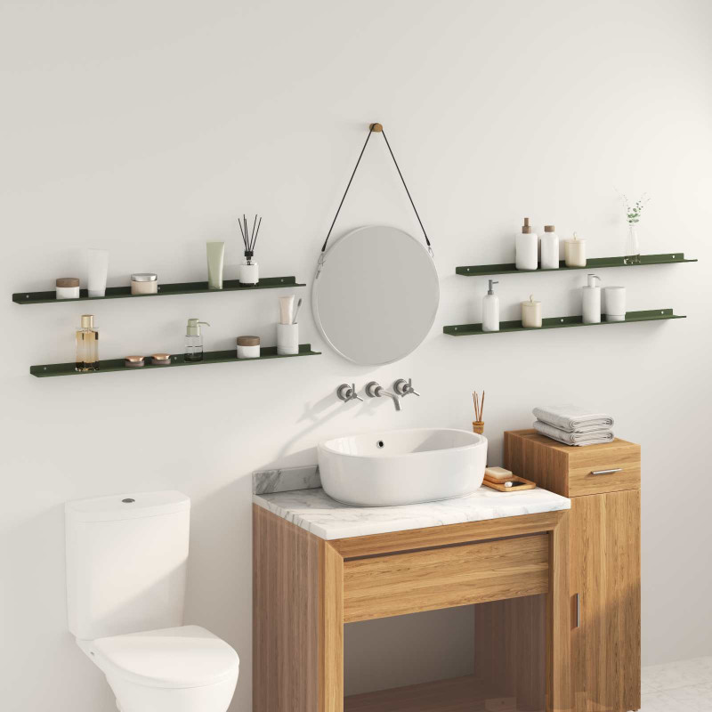 Półka wisząca 4 pcs Zielony oliwkowy 100 x 9 x 2,5 cm Stal