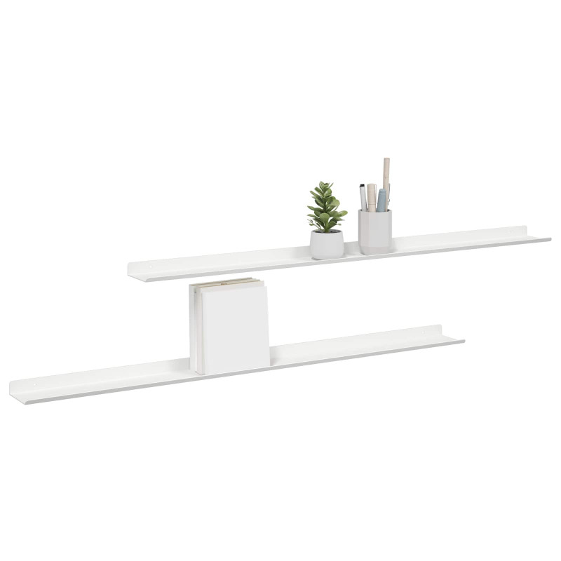 Półka wisząca 2 pcs Biały 100 x 9 x 2,5 cm Stal