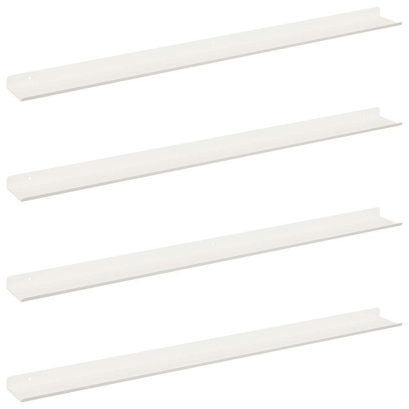 Półka wisząca 4 pcs Biały 100 x 9 x 2,5 cm Stal