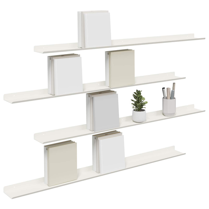Półka wisząca 4 pcs Biały 100 x 9 x 2,5 cm Stal