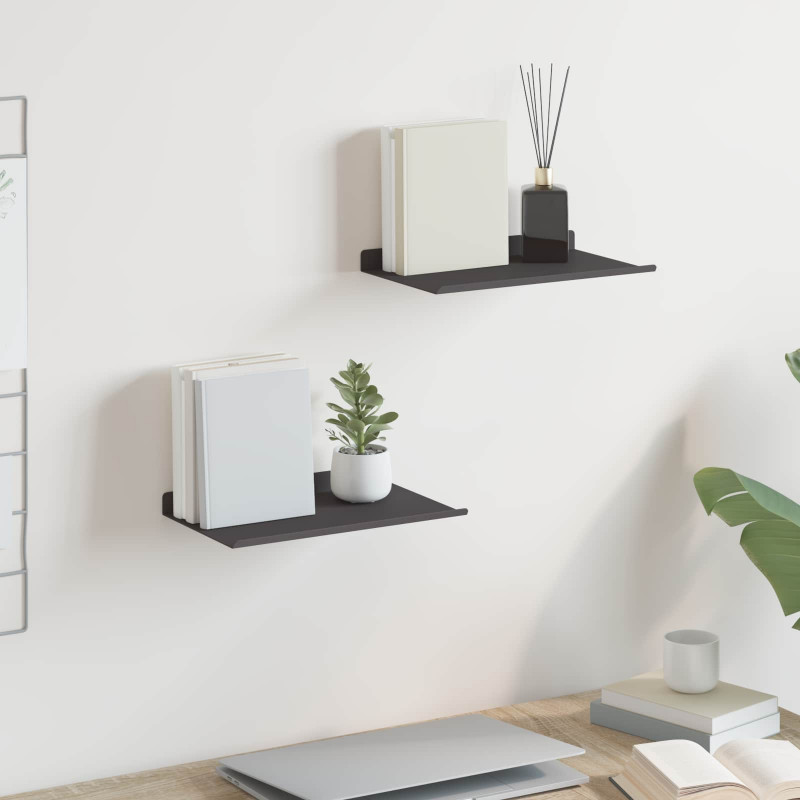 Półka wisząca 2 pcs Czarny 30 x 17,5 x 2,5 cm Stal