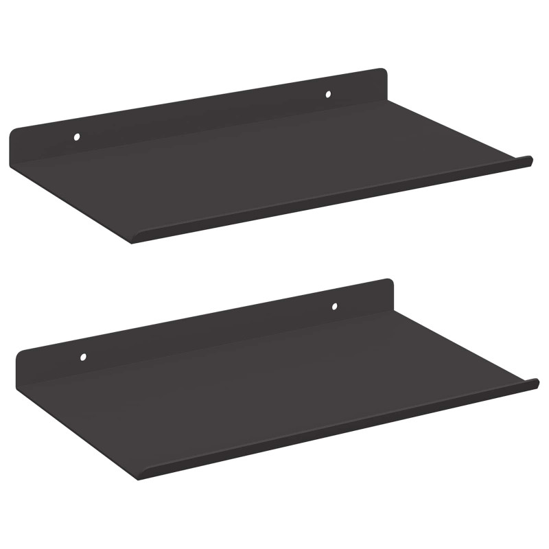 Półka wisząca 2 pcs Czarny 30 x 17,5 x 2,5 cm Stal