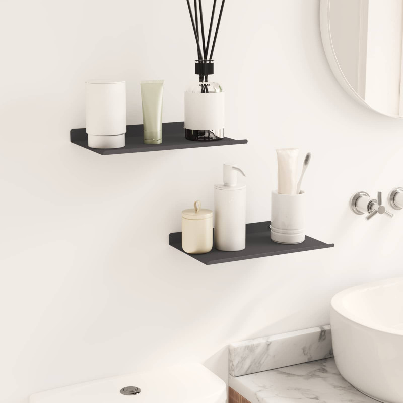 Półka wisząca 2 pcs Czarny 30 x 17,5 x 2,5 cm Stal