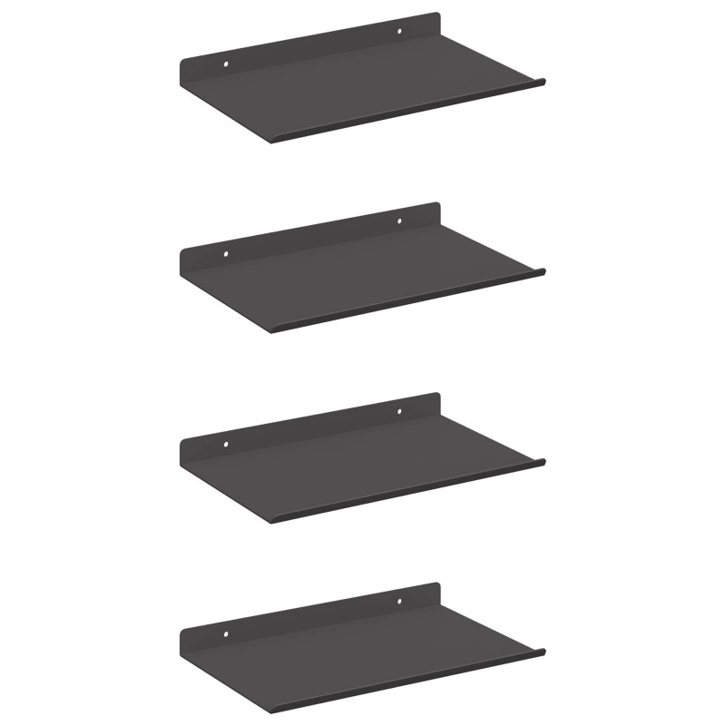 Półka wisząca 4 pcs Czarny 30 x 18 x 2,5 cm Stal