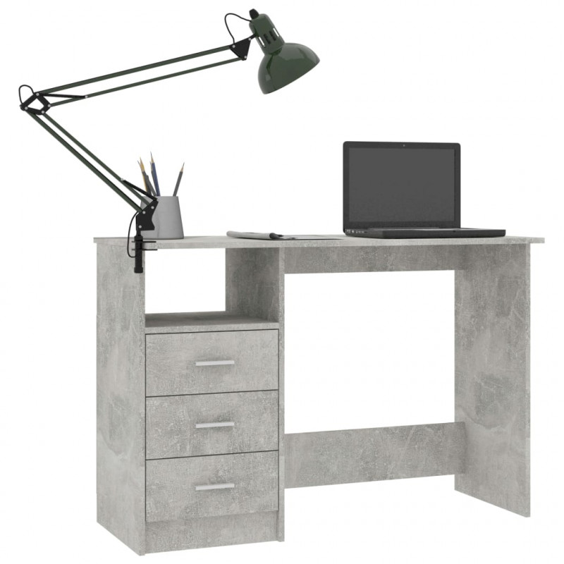 Biurko z szufladami, betonowy szary, 110x50x76 cm