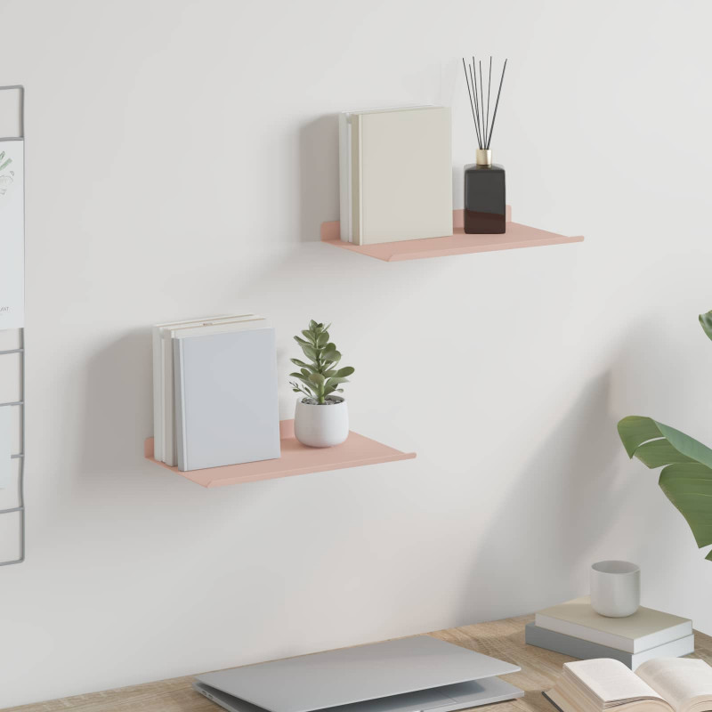 Półka wisząca 2 pcs Różowy 30 x 18 x 2,5 cm Stal