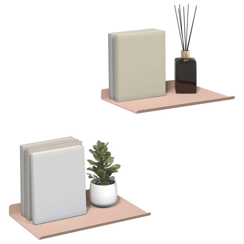 Półka wisząca 2 pcs Różowy 30 x 18 x 2,5 cm Stal