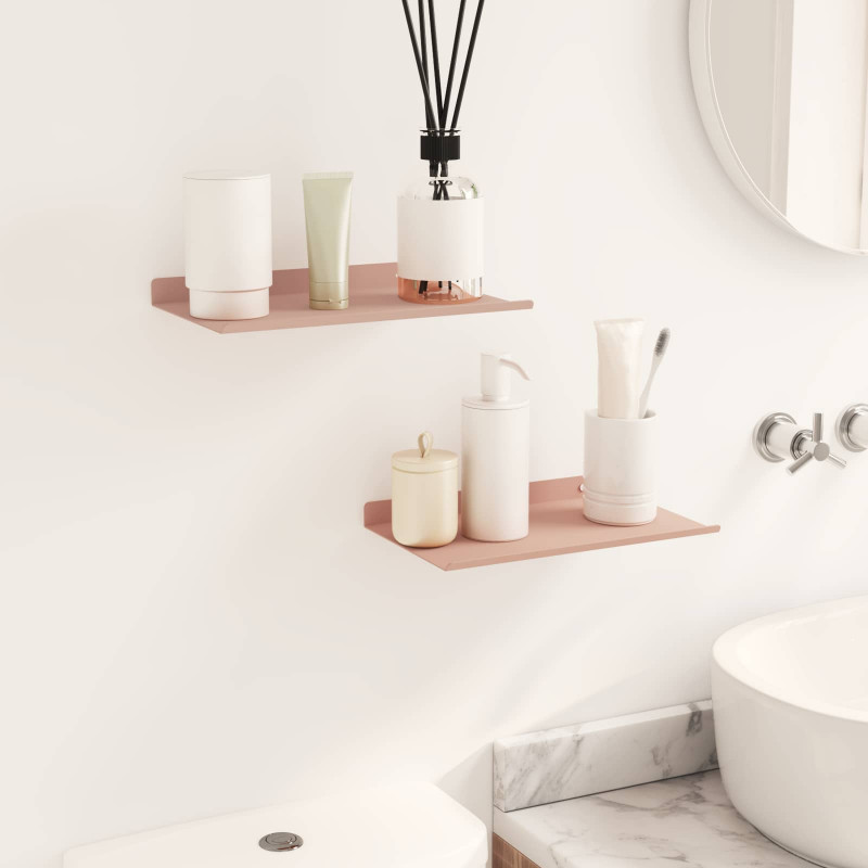 Półka wisząca 2 pcs Różowy 30 x 18 x 2,5 cm Stal