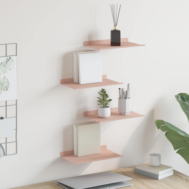 Półka wisząca 4 pcs Różowy 30 x 18 x 2,5 cm Stal