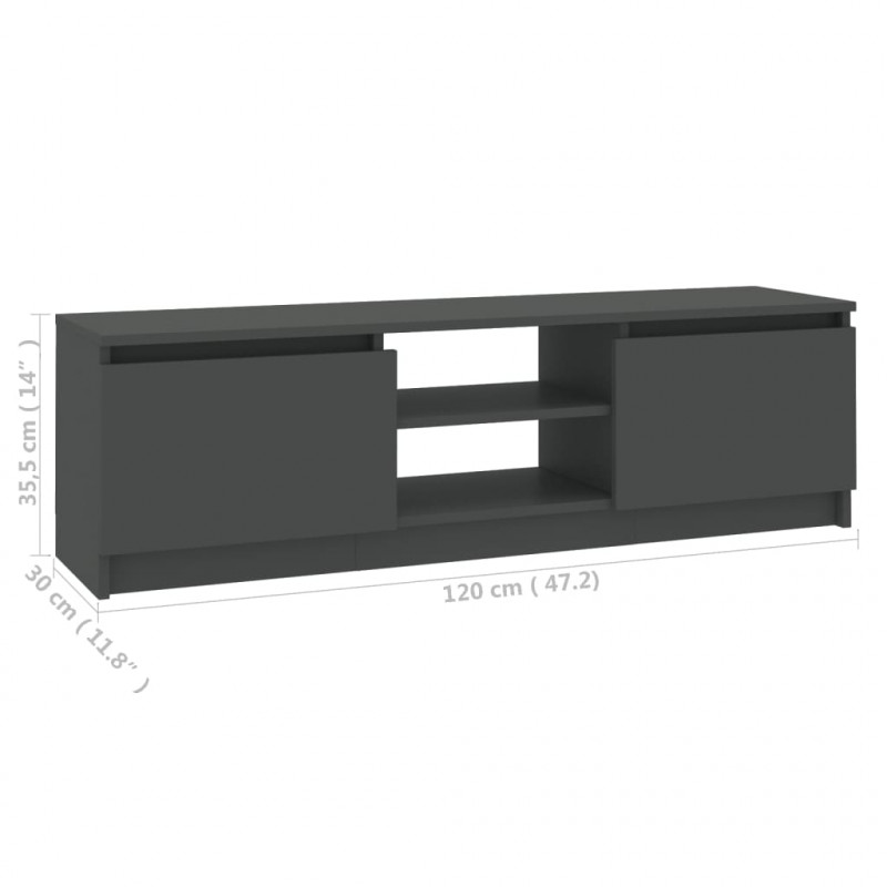 Szafka pod TV, szara, 120x30x35,5 cm, materiał drewnopochodny