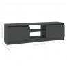 Szafka pod TV, szara, 120x30x35,5 cm, materiał drewnopochodny