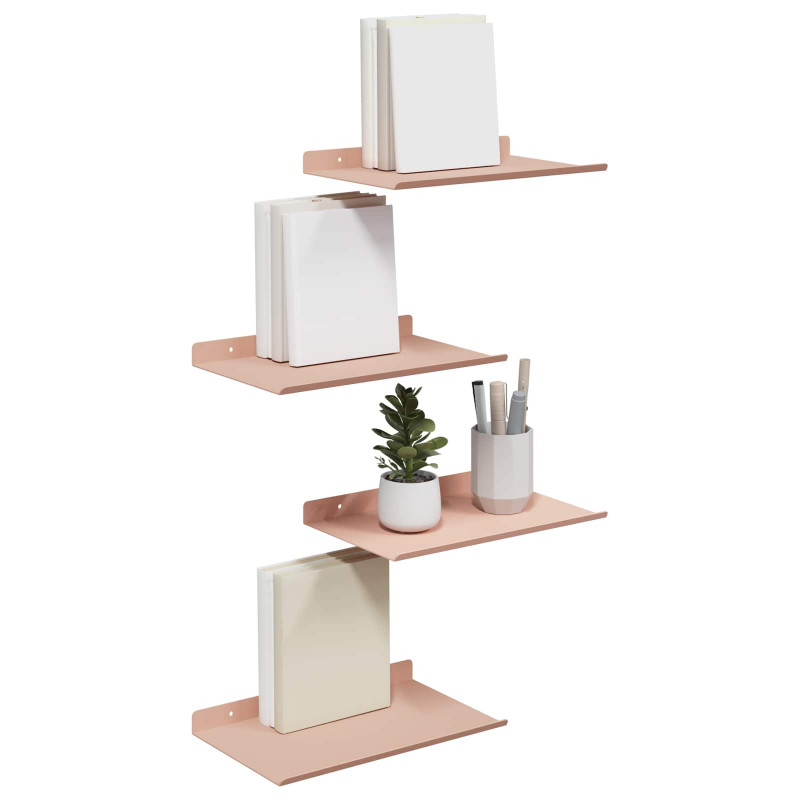 Półka wisząca 4 pcs Różowy 30 x 18 x 2,5 cm Stal