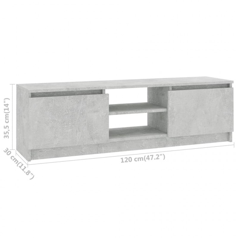 Szafka pod TV, betonowy szary, 120x30x35,5 cm