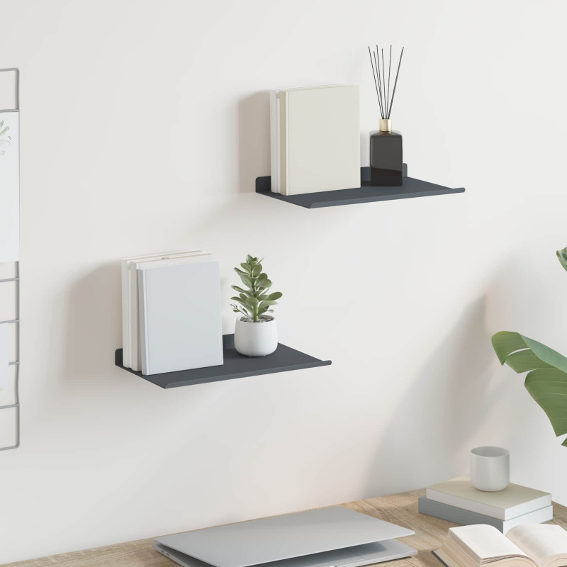 Półka wisząca 2 pcs Antracyt 30 x 18 x 2,5 cm Stal