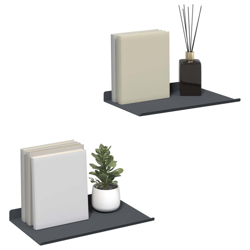 Półka wisząca 2 pcs Antracyt 30 x 18 x 2,5 cm Stal