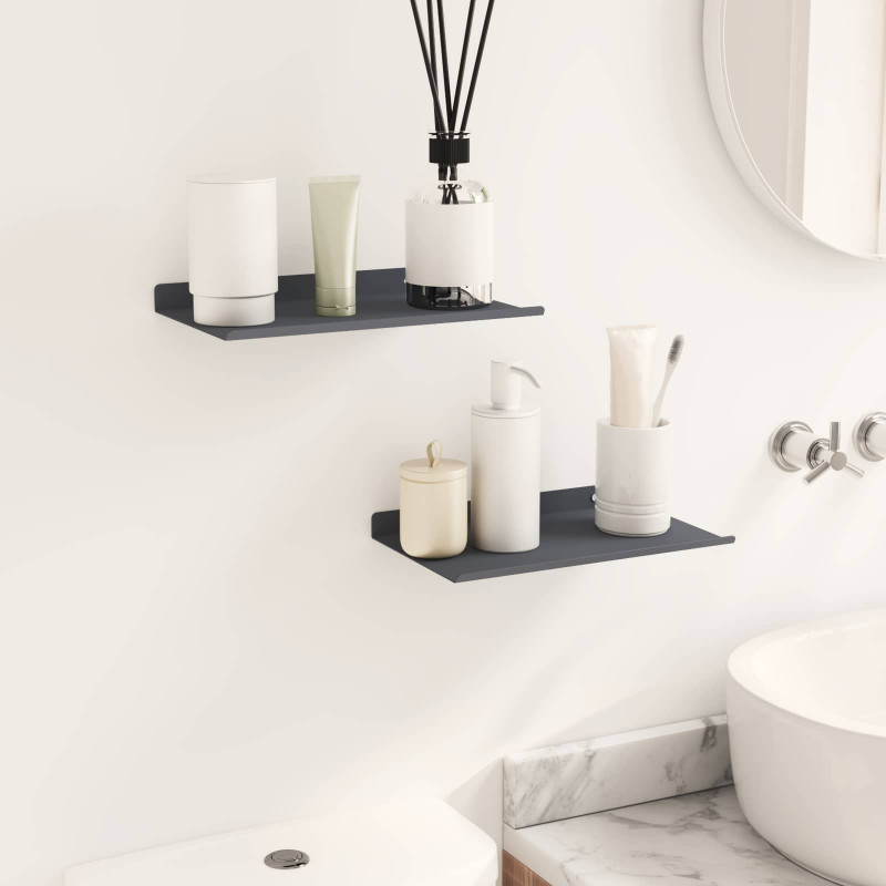 Półka wisząca 2 pcs Antracyt 30 x 18 x 2,5 cm Stal