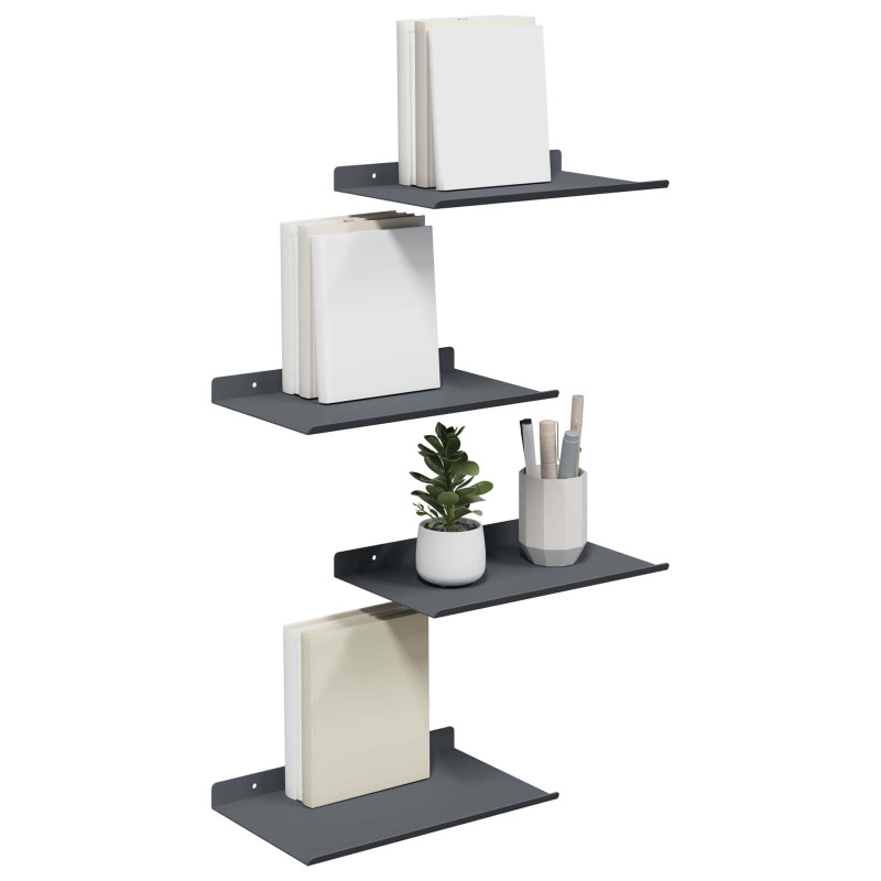 Półka wisząca 4 pcs Antracyt 30 x 18 x 2,5 cm Stal