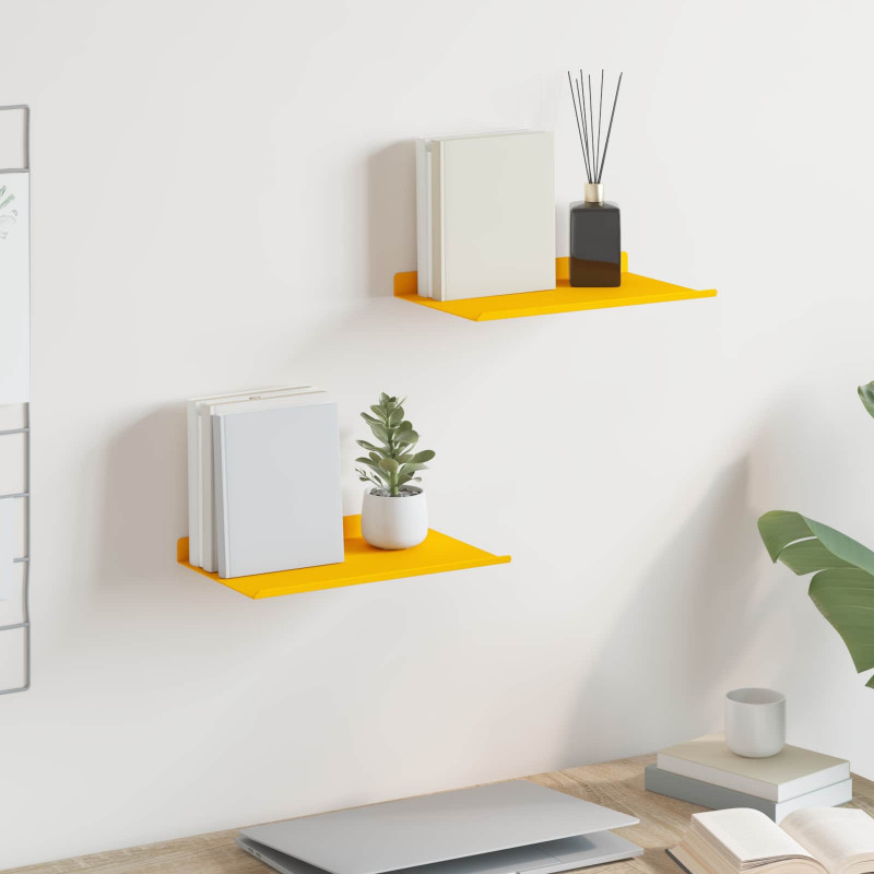 Półka wisząca 2 pcs Musztardowy Żółty 30 x 18 x 2,5 cm Stal