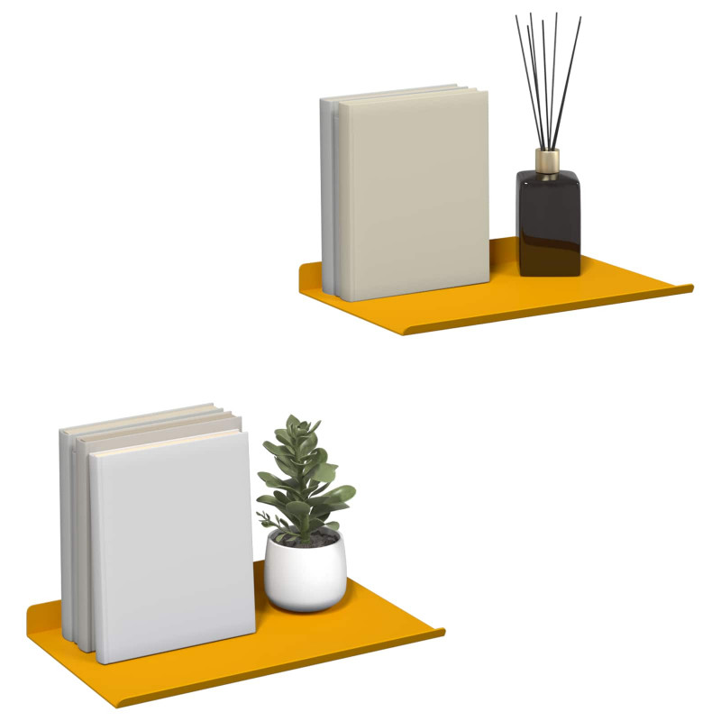 Półka wisząca 2 pcs Musztardowy Żółty 30 x 18 x 2,5 cm Stal