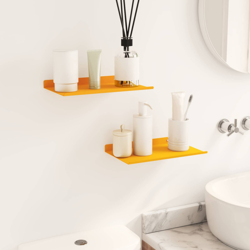 Półka wisząca 2 pcs Musztardowy Żółty 30 x 18 x 2,5 cm Stal