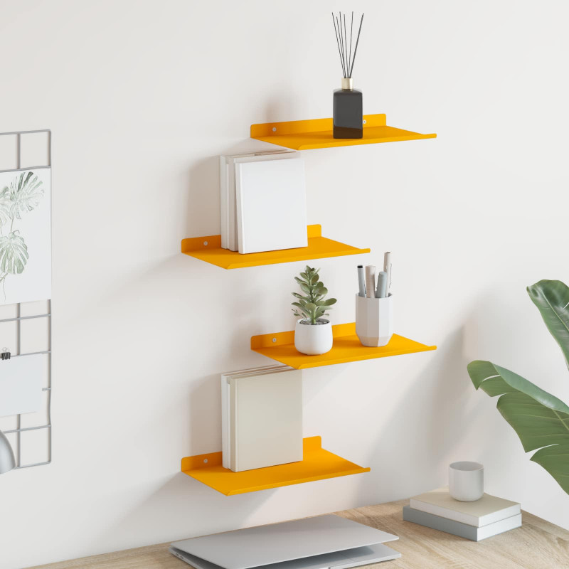 Półka wisząca 4 pcs Musztardowy Żółty 30 x 18 x 2,5 cm Stal