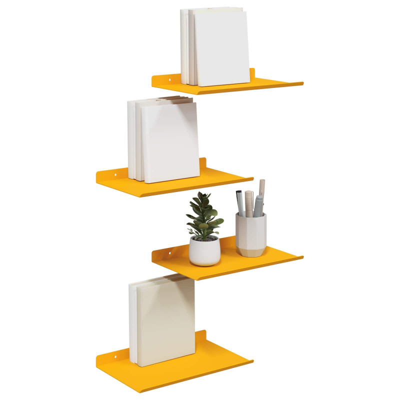 Półka wisząca 4 pcs Musztardowy Żółty 30 x 18 x 2,5 cm Stal