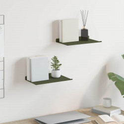 Półka wisząca 2 pcs Zielony oliwkowy 30 x 18 x 2,5 cm Stal