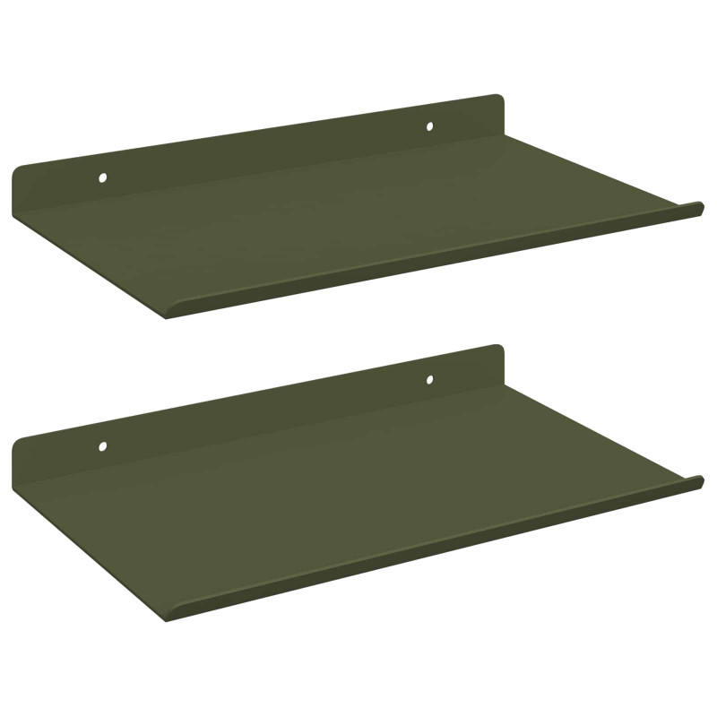 Półka wisząca 2 pcs Zielony oliwkowy 30 x 18 x 2,5 cm Stal