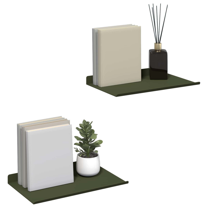 Półka wisząca 2 pcs Zielony oliwkowy 30 x 18 x 2,5 cm Stal