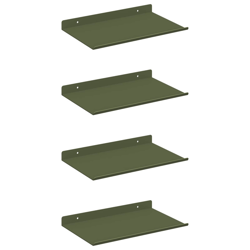 Półka wisząca 4 pcs Zielony oliwkowy 30 x 18 x 2,5 cm Stal