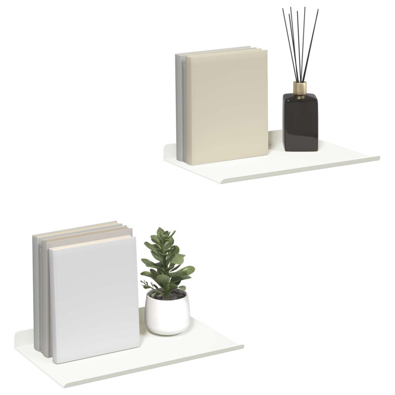 Półka wisząca 2 pcs Biały 30 x 18 x 2,5 cm Stal