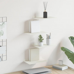 Półka wisząca 4 pcs Biały 30 x 18 x 2,5 cm Stal