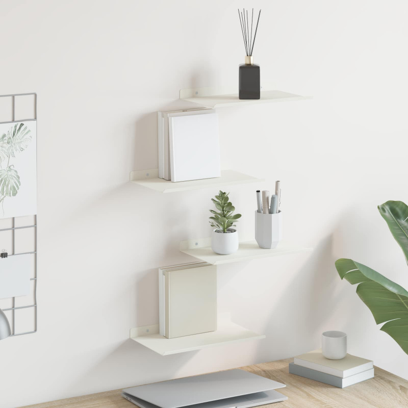 Półka wisząca 4 pcs Biały 30 x 18 x 2,5 cm Stal