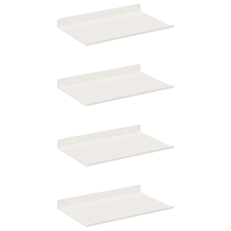 Półka wisząca 4 pcs Biały 30 x 18 x 2,5 cm Stal