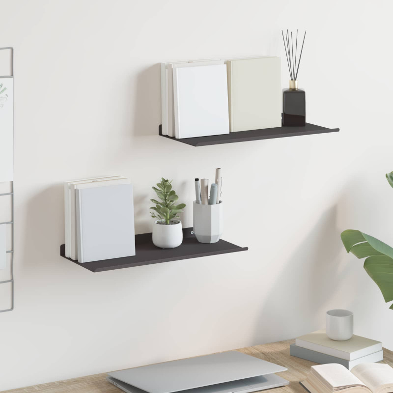Półka wisząca 2 pcs Czarny 40 x 17,5 x 2,5 cm Stal