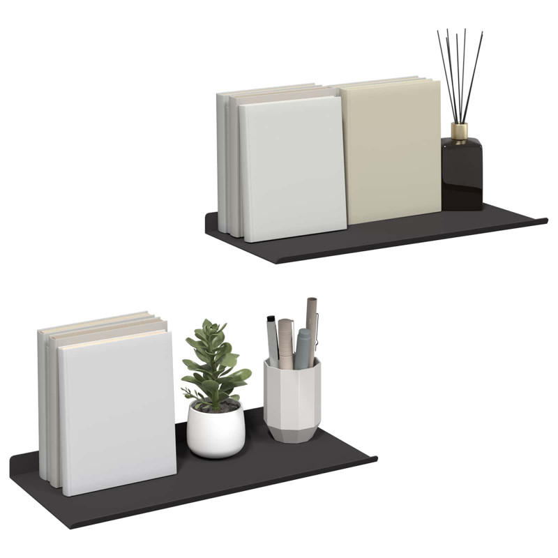 Półka wisząca 2 pcs Czarny 40 x 17,5 x 2,5 cm Stal