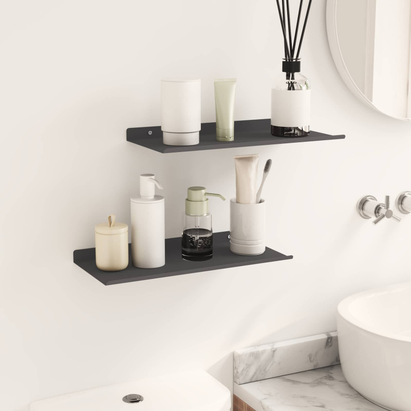 Półka wisząca 2 pcs Czarny 40 x 17,5 x 2,5 cm Stal