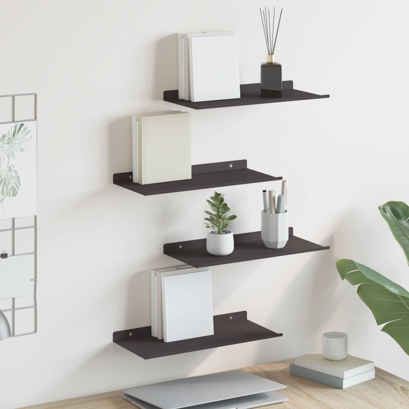 Półka wisząca 4 pcs Czarny 40 x 18 x 2,5 cm Stal