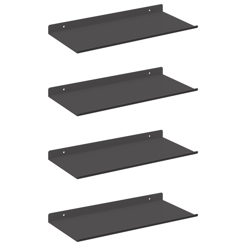 Półka wisząca 4 pcs Czarny 40 x 18 x 2,5 cm Stal