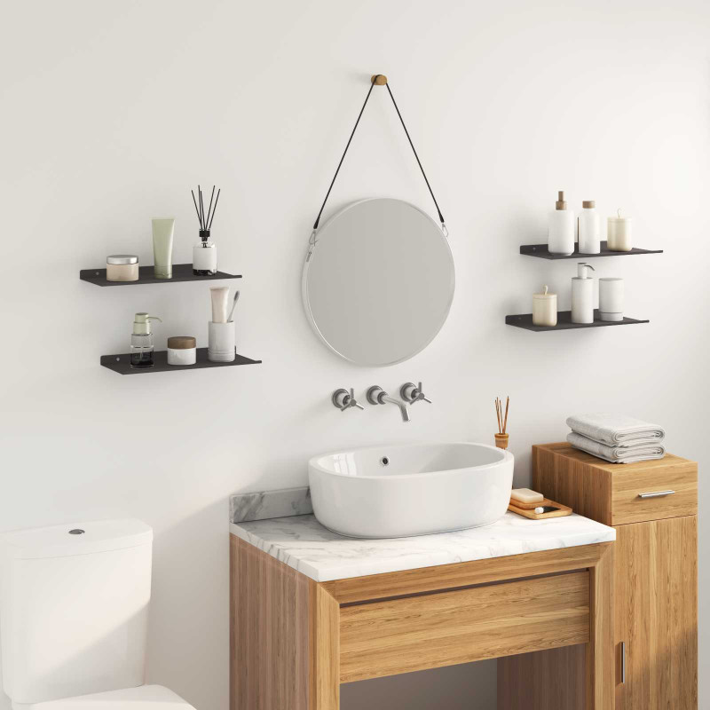 Półka wisząca 4 pcs Czarny 40 x 18 x 2,5 cm Stal